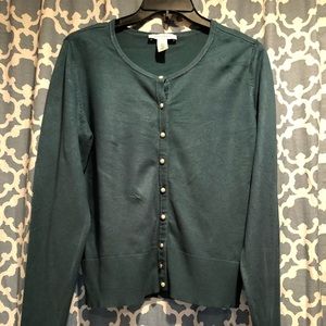 White House Black Market Cardigan Jade Green